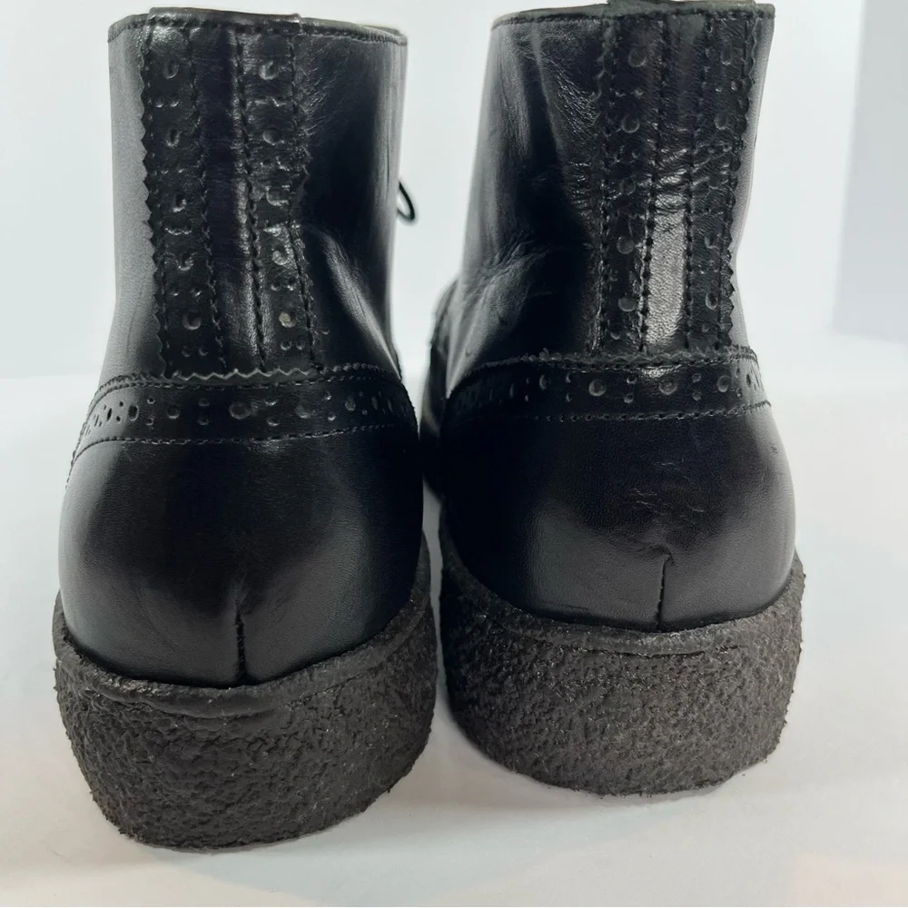 British Walkers Playboy Wingtip Crepe Sole Boots Black‎ Leather Suede 11.5